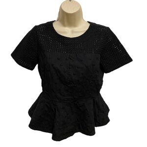 Gap Women’s Top, Back Zipper, Ruffled Bottom, Black, Size 2